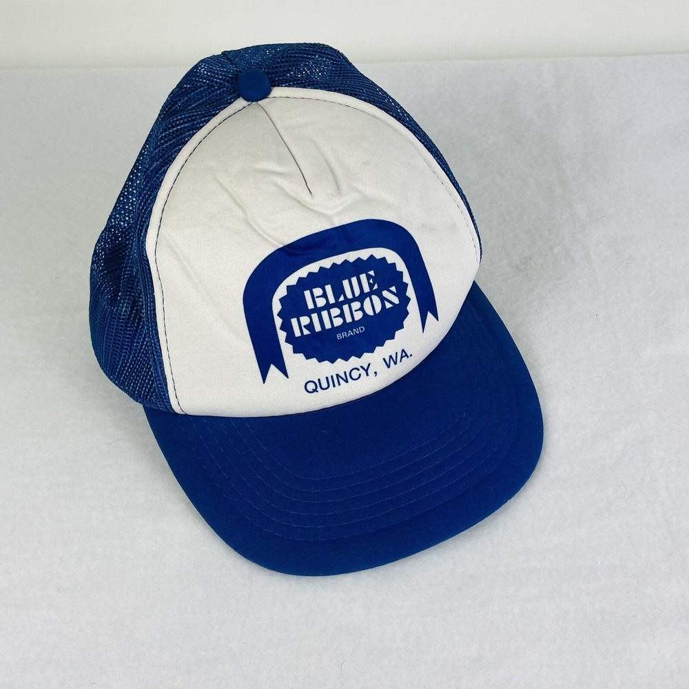 Blue Ribbon Brand Quincy WA Blue Truckers Baseball Hat Cap Workwear Rural Farm‎